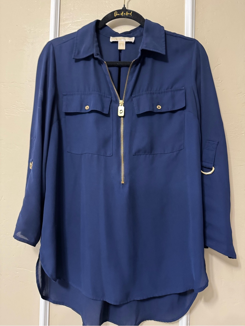 Michael Kors Navy Half-Zip Utility Tunic